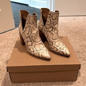 Steve Madden Kaylah Light Beige Snake skin booties